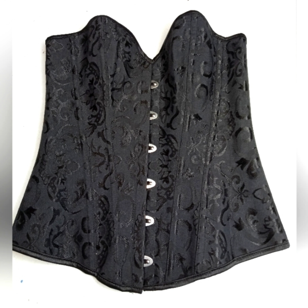 Corset lace up bustier overbust black boaned body shaper size small.